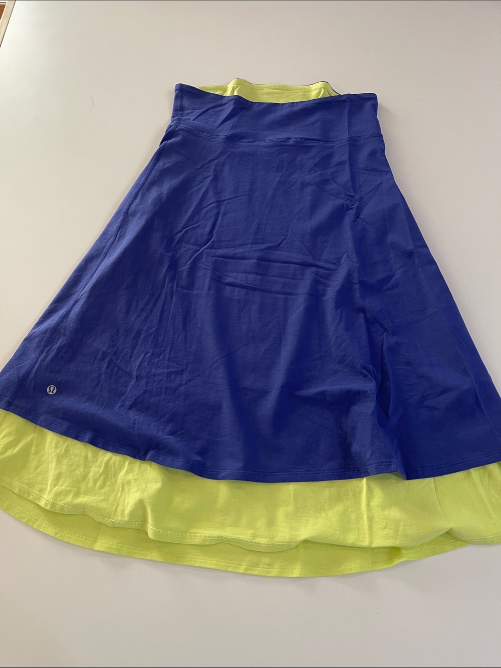 lululemon athletica Two-Tone A-Line Skirt in Blue and Lime